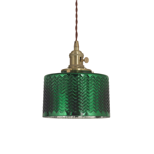 Colgante de vidrio verde esmeralda y aluminio dorado 1 luz E27 de 17x17cm